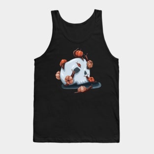 Halloween Pumpkin Snails on a Skull Tank Top